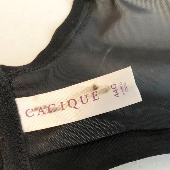 Cacique 44G Bra Black Satin Full Coverage Stretch Plus Size Lane Bryant 101 - Picture 9 of 10